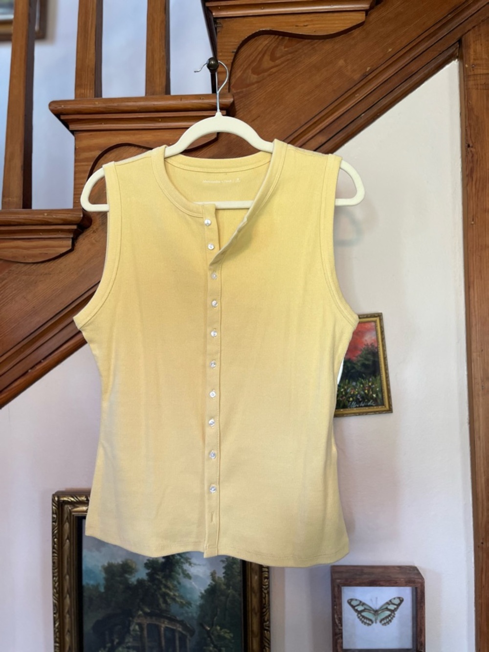 Abercrombie & Fitch Butter Yellow Button-Front Tank
